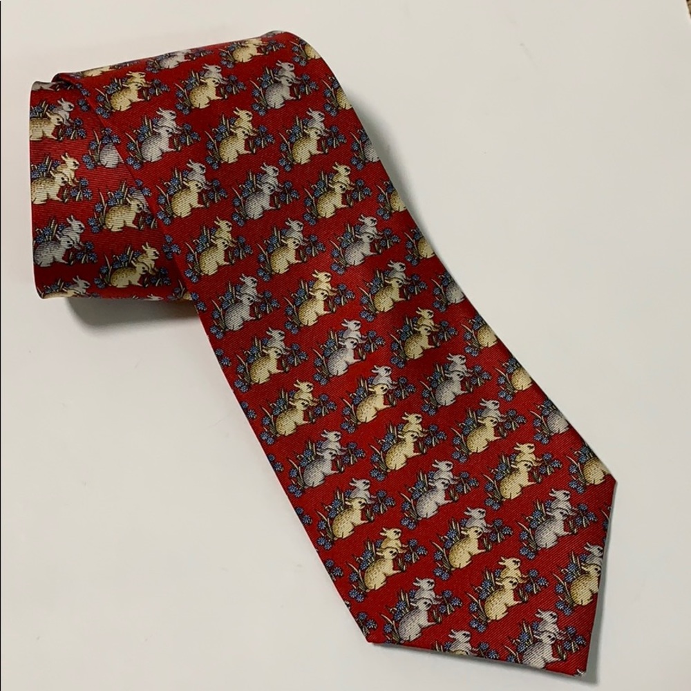 Burberry rabbit pattern silk tie